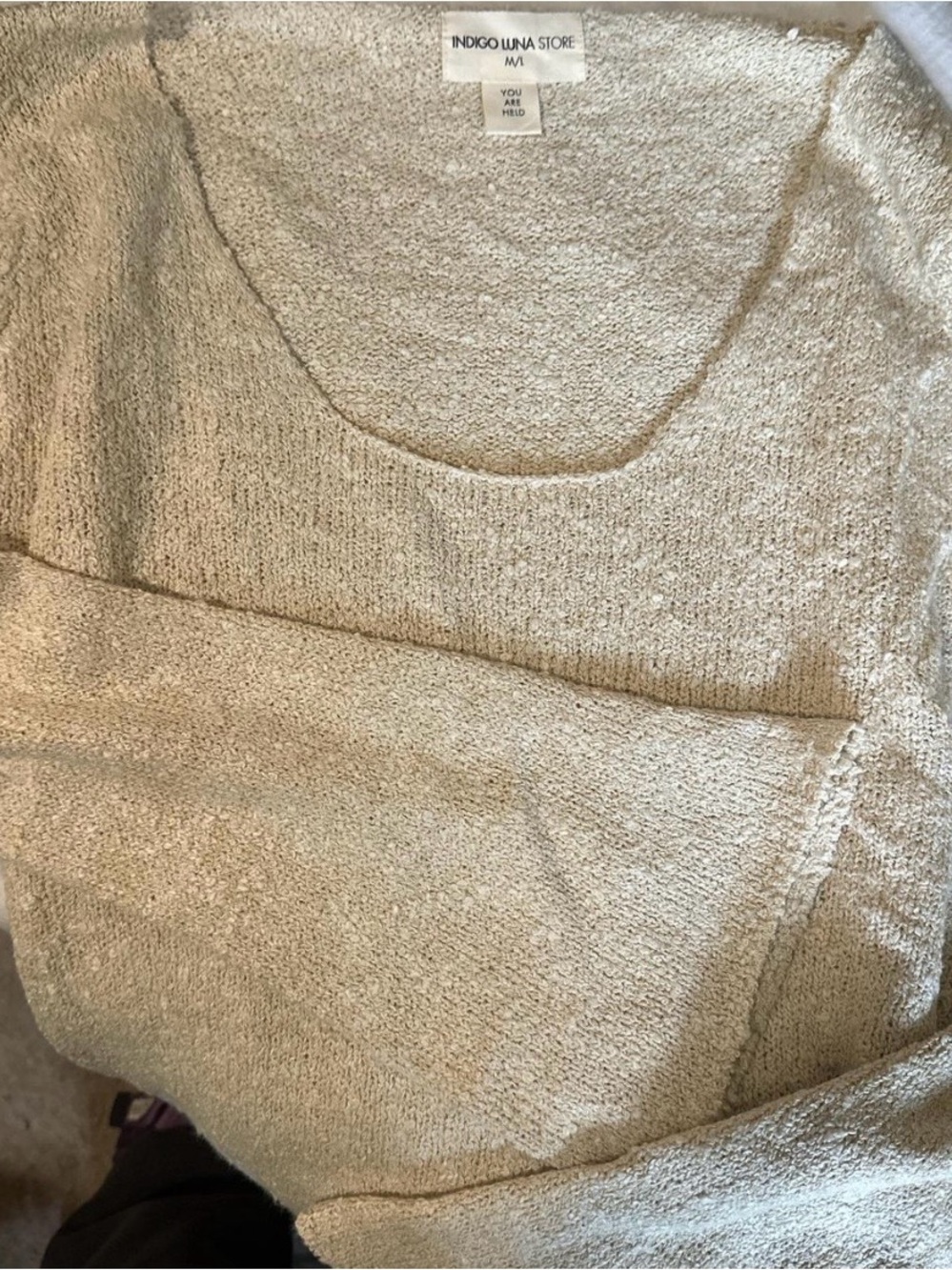 Indigo Luna Scoop Neck Cream Knit Sweater